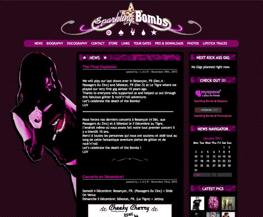 Homepage with the "Bomb Girl" Homepage with the "Bomb Girl"